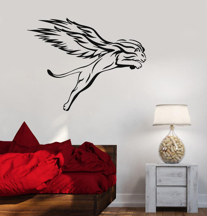 Vinyl Decal Cougar Tribal Animal Winged Cat Wall Stickers Unique Gift (i003)