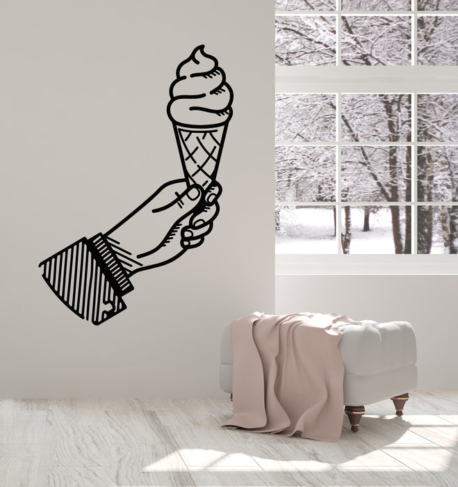 Vinyl Wall Decal Tasty Ice Cream Waffle Truck Art Dessert Kitchen Stickers Mural (g2804)