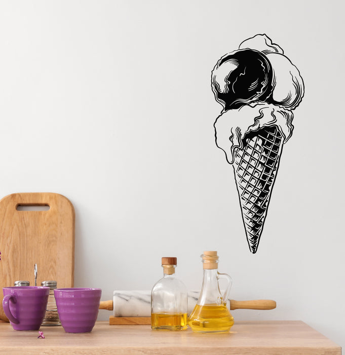 Vinyl Wall Decal Ice Cream Cone Dessert Waffle Cup Tasty Stickers Mural (g6018)