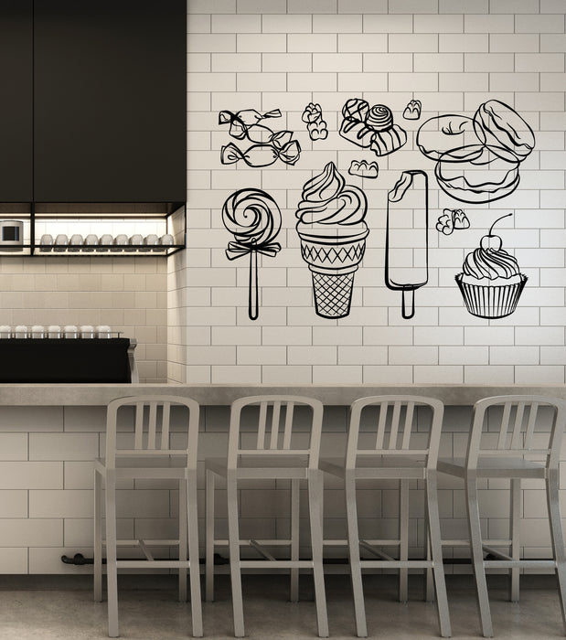 Vinyl Wall Decal Dessert Ice Cream  Sweet Home Cafe Candies Stickers Mural (g5906)