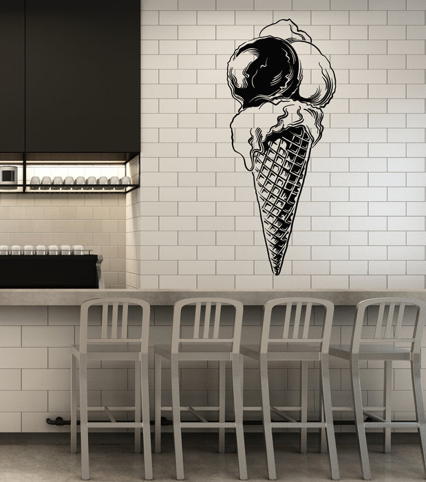 Vinyl Wall Decal Ice Cream Cone Dessert Waffle Cup Tasty Stickers Mural (g6018)