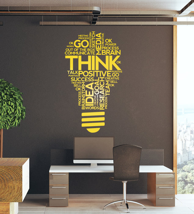 Vinyl Wall Decal Think Lightbulb Idea Office Space Inspirational Words Decor Stickers Mural (ig6246)