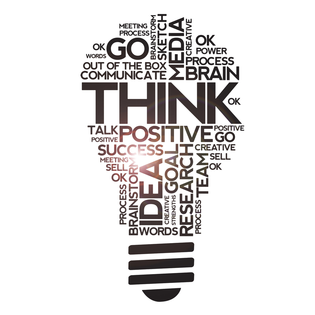 Vinyl Wall Decal Think Lightbulb Idea Office Space Inspirational Words ...