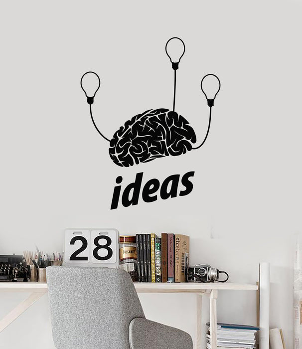 Vinyl Wall Decal Brain Mind Light Bulbs Brainstorm Brilliant Idea Stickers Mural (g1721)