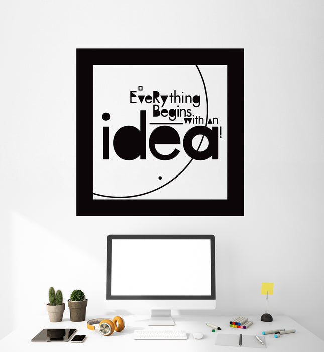 Vinyl Wall Decal Inspirational Phrase Everything Begins With Idea Stickers Mural (g1790)