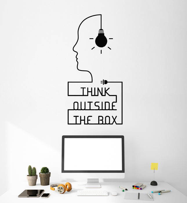 Vinyl Wall Decal Think Outside The Box Quote Idea Teen Room Stickers Mural (g967)