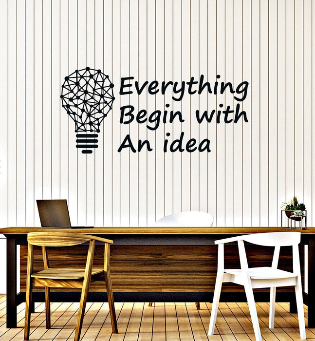 Vinyl Wall Decal Lightbulb Idea Quote Inspire Saying Office Space Stickers Mural (ig5547)