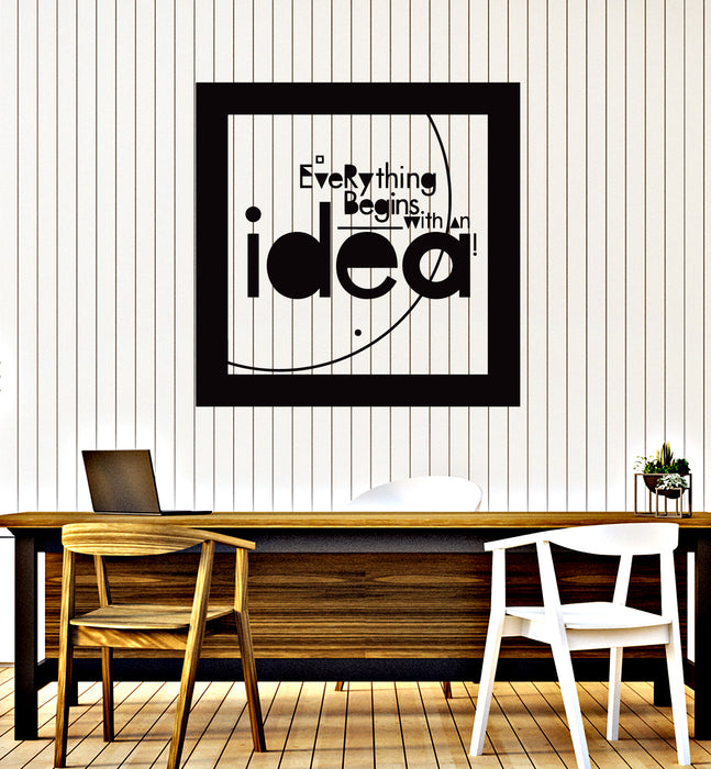 Vinyl Wall Decal Inspirational Phrase Everything Begins With Idea Stickers Mural (g1790)