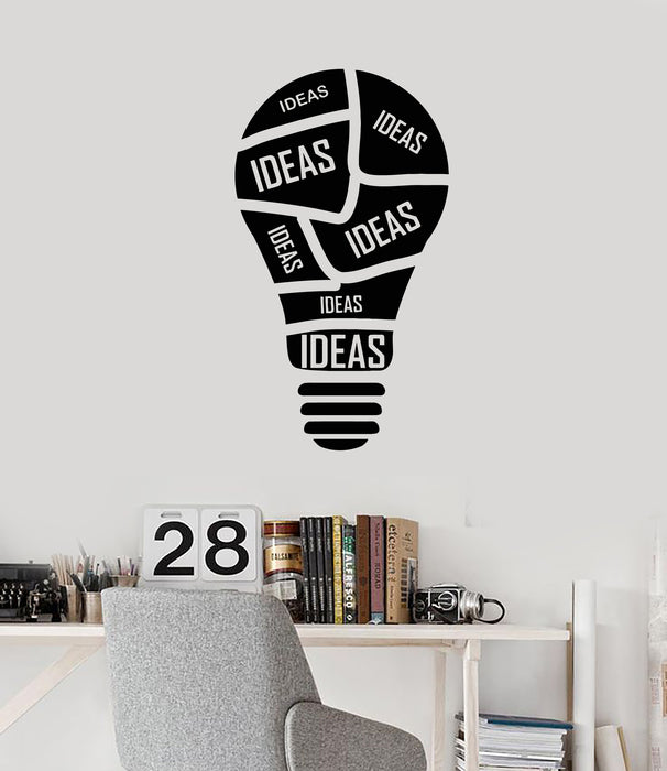 Vinyl Wall Decal Light Bulb Ideas Brain Teamwork Office Style Stickers Mural (g443)