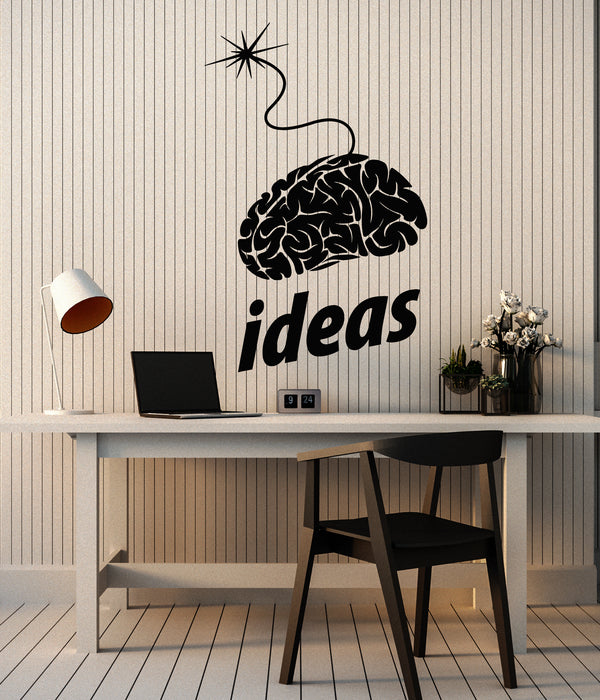 Vinyl Wall Decal Creative Brain Intellect Mind Words Ideas Stickers Mural (g1718)