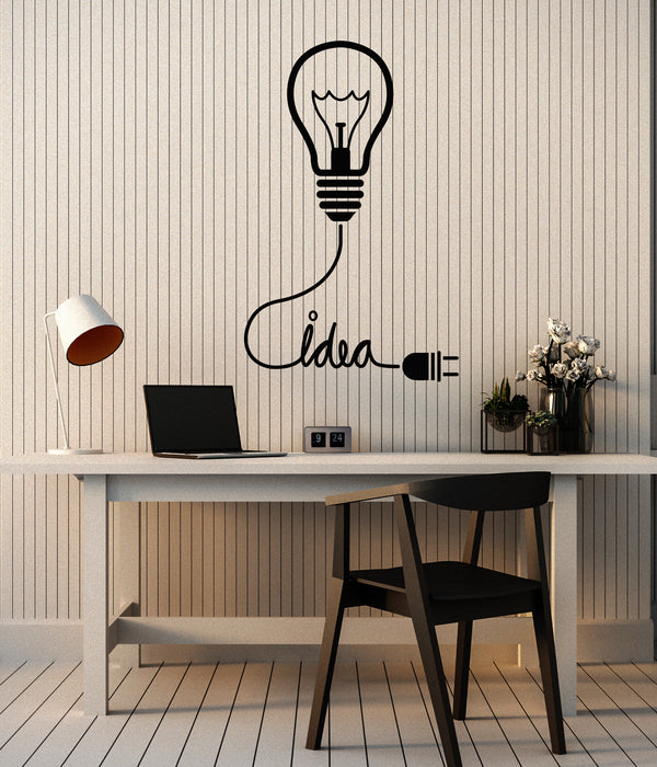 Vinyl Wall Decal Energy Saving Light Bulb Idea Office Style Stickers Mural (g4863)