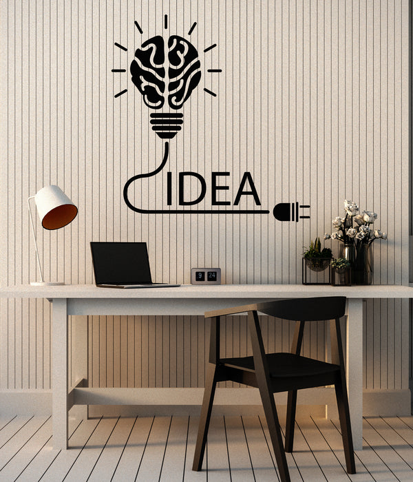 Vinyl Wall Decal Light Bulb Brain Idea Office Decoration Stickers Mural (g6441)