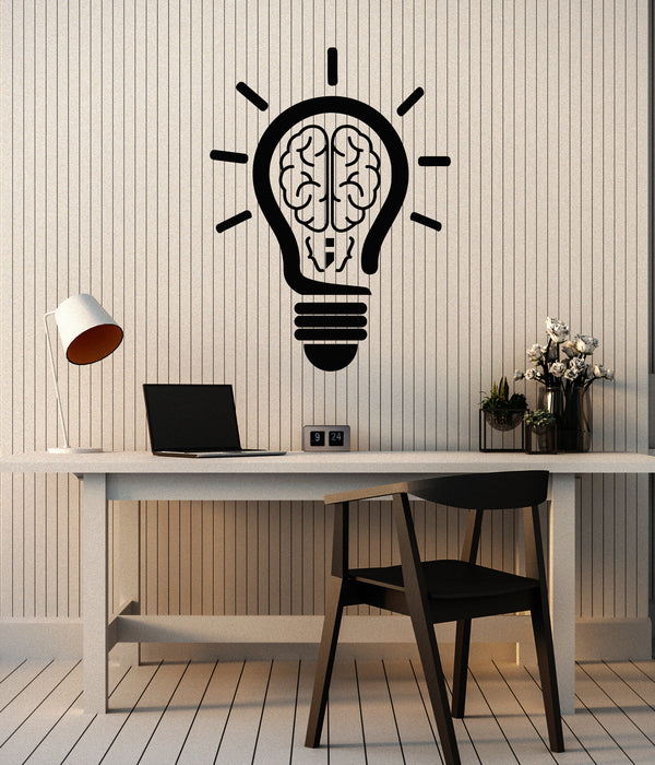 Vinyl Wall Decal Electric Lamp Brain Bulb Creativity Idea Light Stickers Mural (g7505)