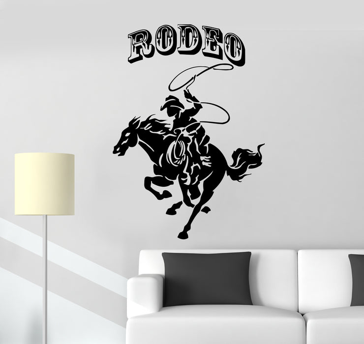 Vinyl Decal Rodeo Cowboy Rider Horse Racing Wall Stickers Mural Unique Gift (ig040)