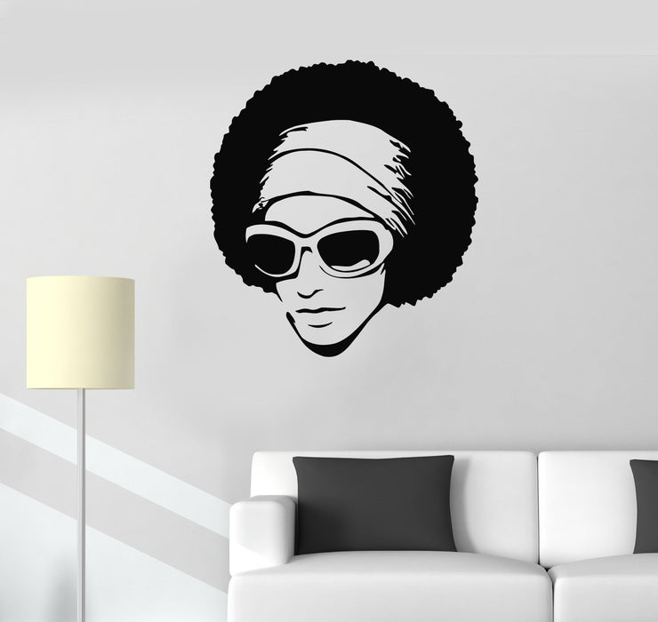 Vinyl Decal Black African Woman Wall Stickers Hairstyle Hair Stylist Hair Salon Beauty Decor Unique Gift (ig070)