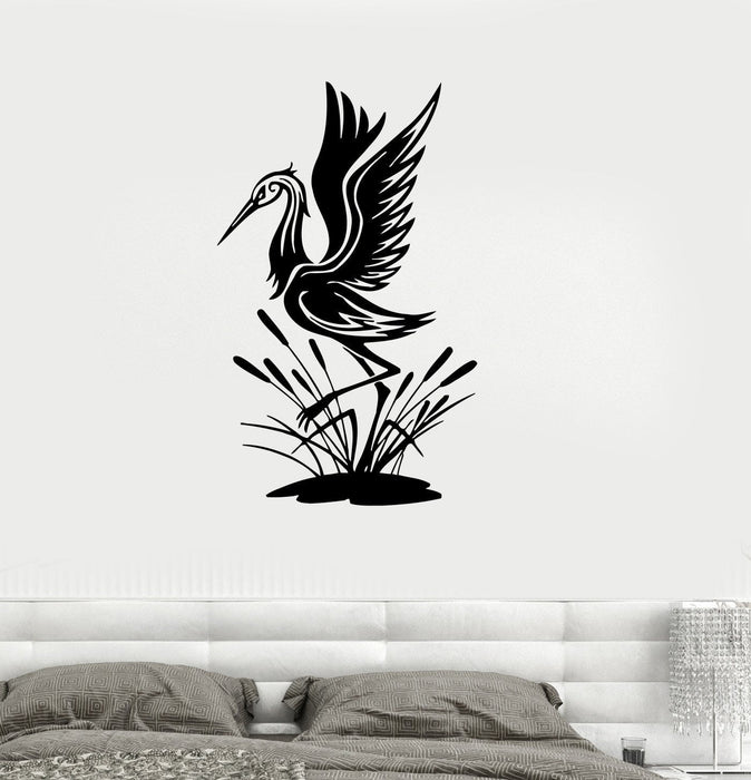 Vinyl Decal Egret Bird Zoo Living Room Decor Animal Wall Stickers Mural Unique Gift (ig111)