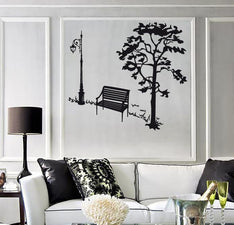 Tree Bench Sticker Wall Stickers Vinyl Decal Tree Nature Park Bench Living Room Cool Deco ...