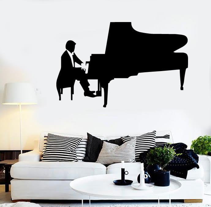 Sticker mural musique de piano