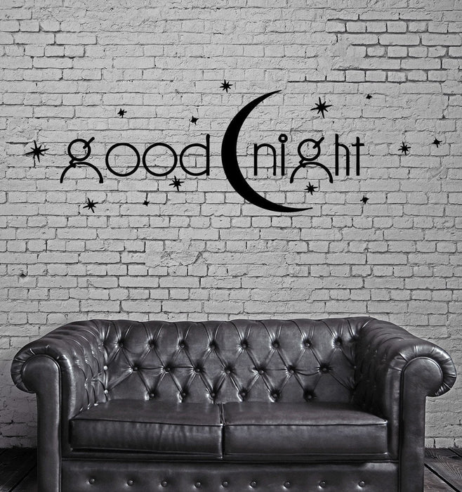 Decal Vinyl Bedroom Quote Goodnight Romance Moon Stars Wall Stickers Unique Gift (ig1408)