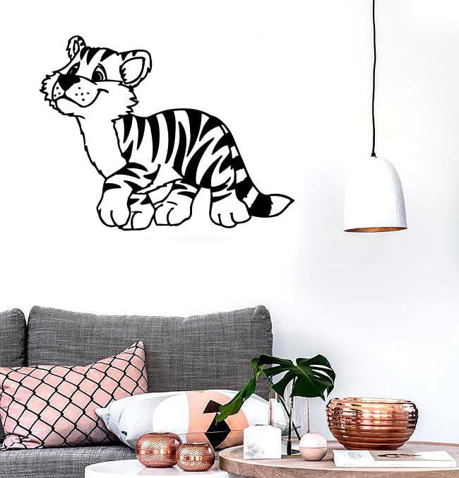 Autocollants muraux en vinyle pour chambre d'enfant Motif tigre Dessin animé pour enfants Animal ig1426
