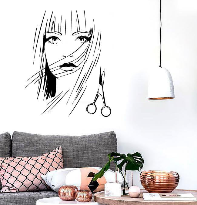 Wall Stickers Vinyl Decal Sexy Girl Scissors Barbershop Beauty Salon Unique Gift (ig1733)
