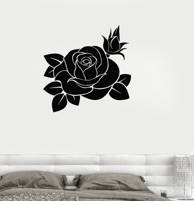 Vinyl Decal Rose Beautiful Flower Living Room Decor Wall Stickers Unique Gift (ig174)