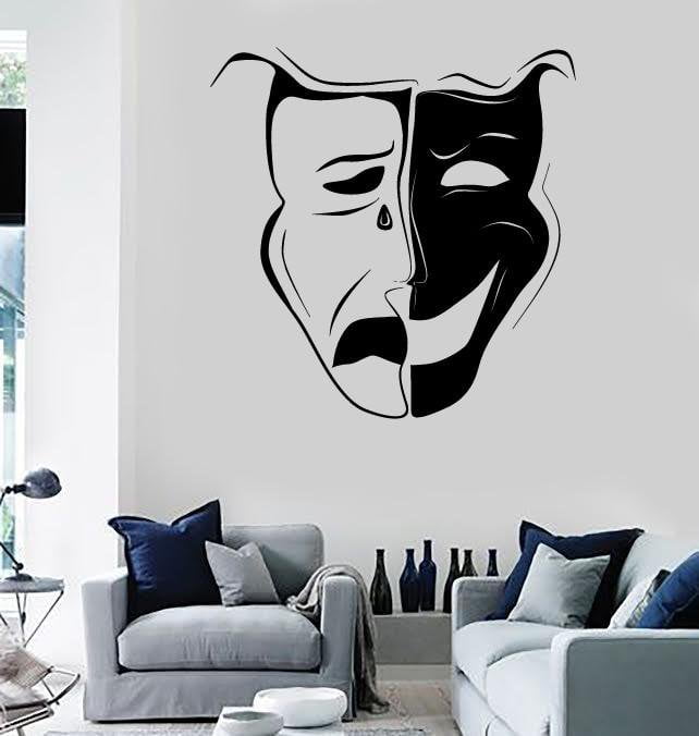 Wall Stickers Vinyl Decal Theatrical Mask Emotions Actor Art Decor Unique Gift (ig1799)