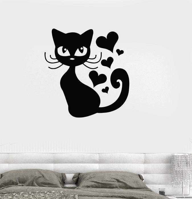 Vinyl Decal Cat Kitten Love Romantic Pet Bedroom Decor Wall Stickers Unique Gift (ig180)