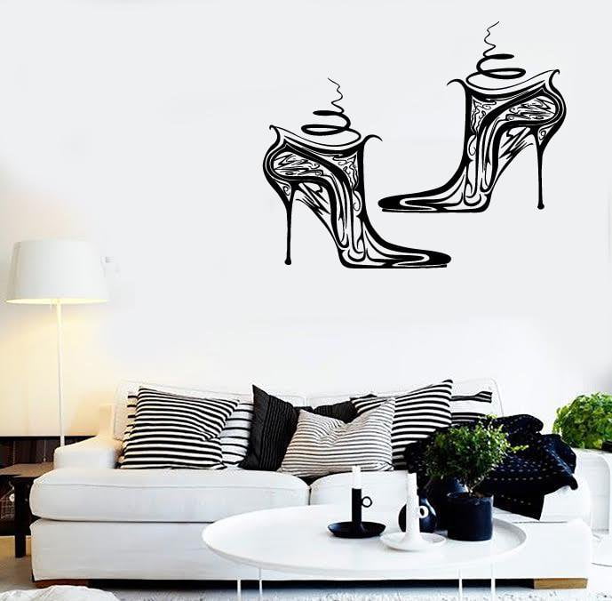 Autocollants muraux en vinyle pour chaussures, fille, femme, mode, style, shopping, cadeau unique (ig1817)