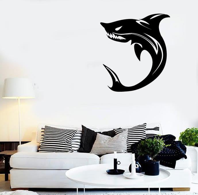 Наклейки на стену Виниловая наклейка Акула Хищник Океан Морской Морской Племенной Декор Уникальный Подарок (ig1834)