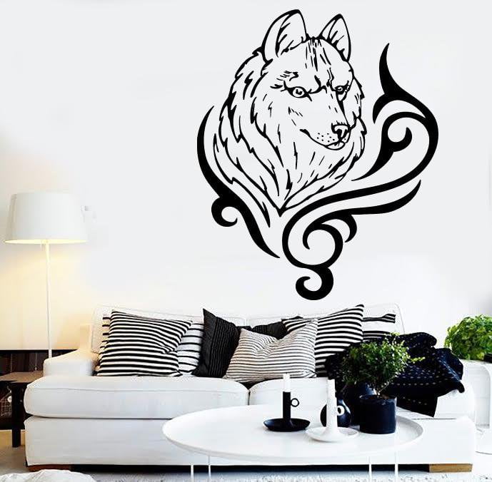 Autocollants muraux loup animal prédateur art tribal mural vinyle autocollant cadeau unique (ig1924)
