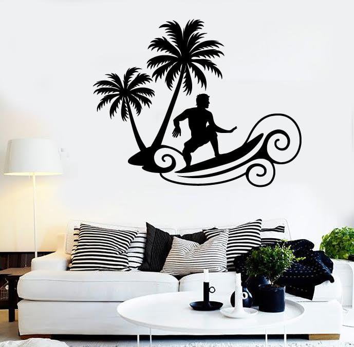 Wall Stickers Wave Surfing Beach Extreme Sports Palms Art Vinyl Decal Unique Gift (ig2029)