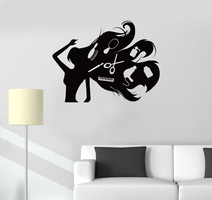 Vinyl Decal Hair Salon Hairdresser Stylist Beauty Spa Barbershop Wall Stickers Unique Gift (ig204)