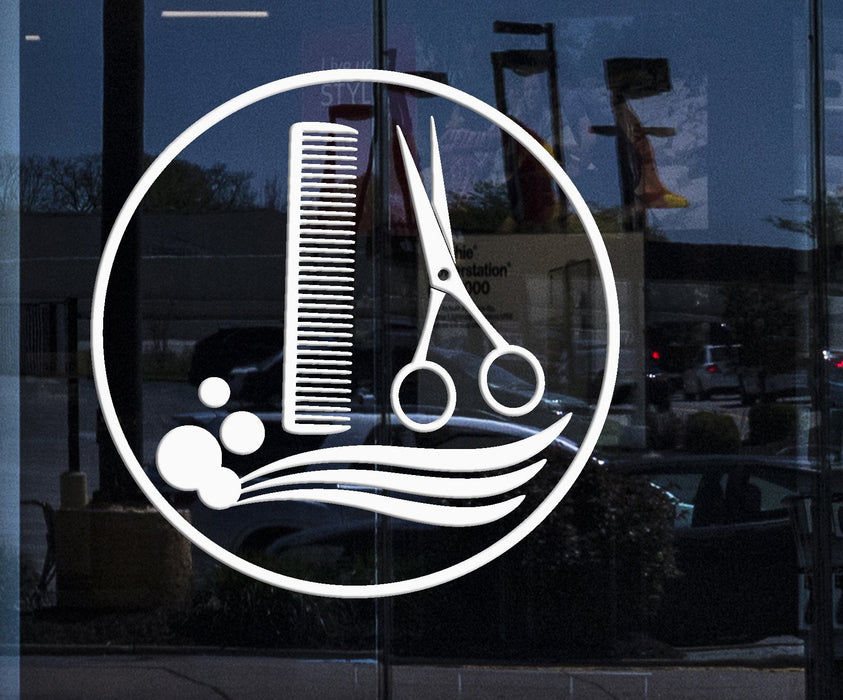 Window Sign and Wall Stickers Vinyl Decal Hair Salon Stylist Barber Tools Barbershop Unique Gift (ig2091w)