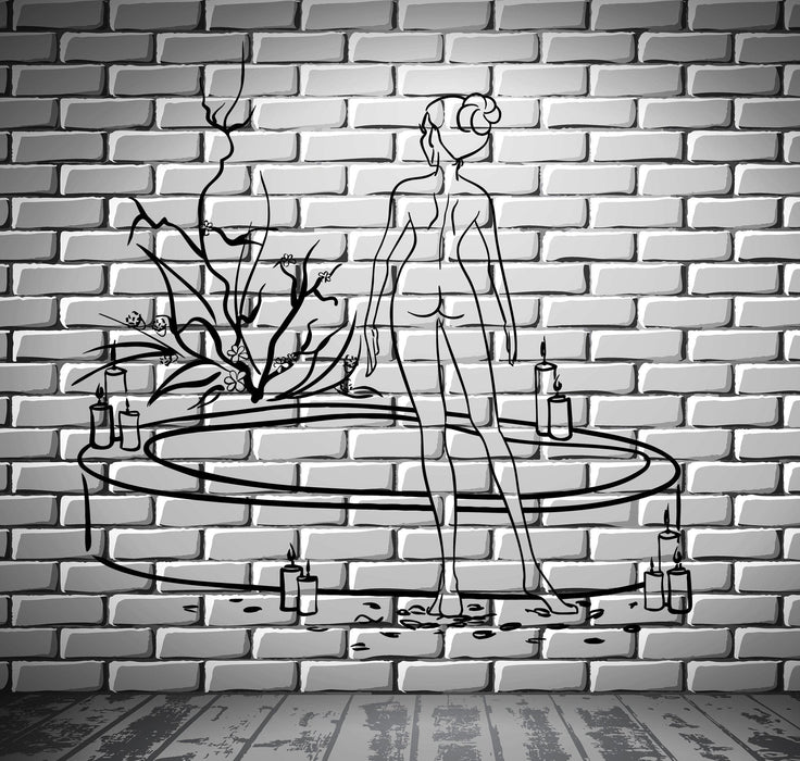Naked Woman Bath Beauty Salon Spa Therapy Relax Wall Mural Vinyl Decal Unique Gift (ig2107)