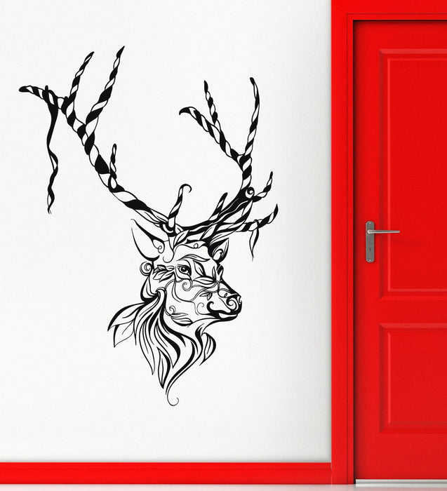Autocollant mural en vinyle motif cerf de Noël, renne, tribal, cadeau unique (ig2122)