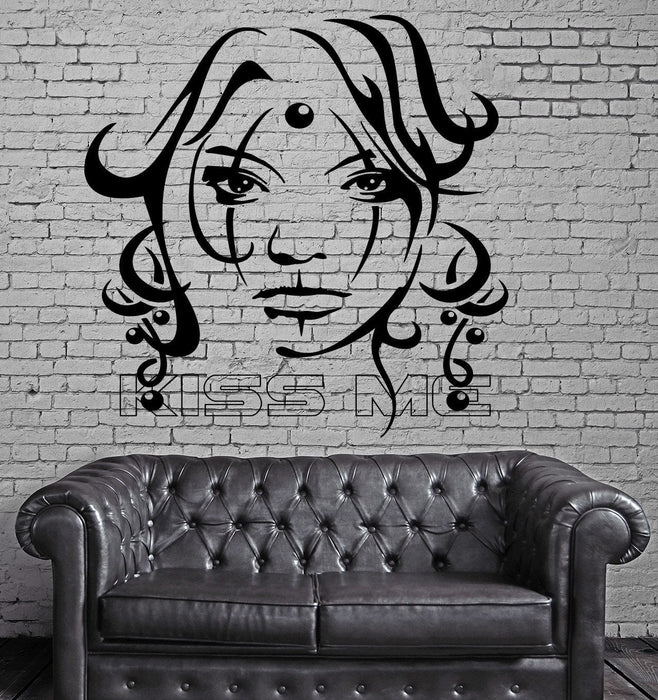 Sexy Girl Vinyl Decal Kiss Me Beauty Women Tattoo Decor Wall Stickers Unique Gift (ig2312)