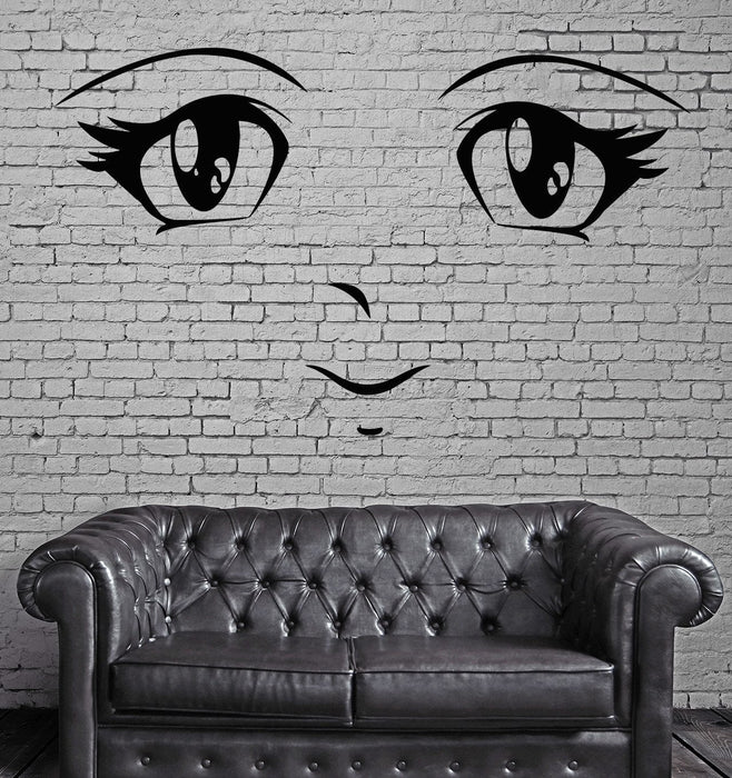 Manga Wall Stickers Anime Cartoon Face for Kids Nursery Teen Eyes Decal Unique Gift (ig2368)