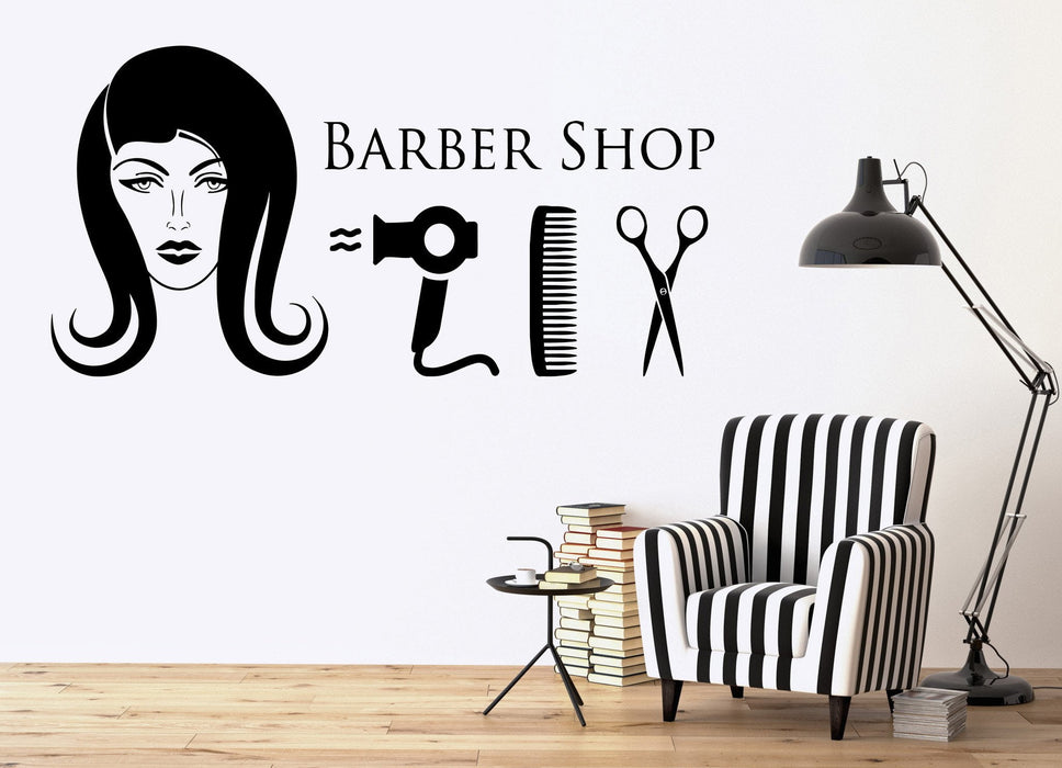 Vinyl Decal Barber Shop Wall Sticker Hair Beauty Salon Hairdresser Hairstyle Unique Gift (ig2393)