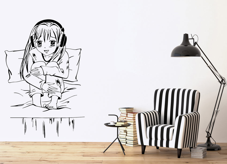 Vinyl Decal Anime Wall Sticker Teen Girl Manga Music Headphones Kids Room Nursery Unique Gift (ig2403)