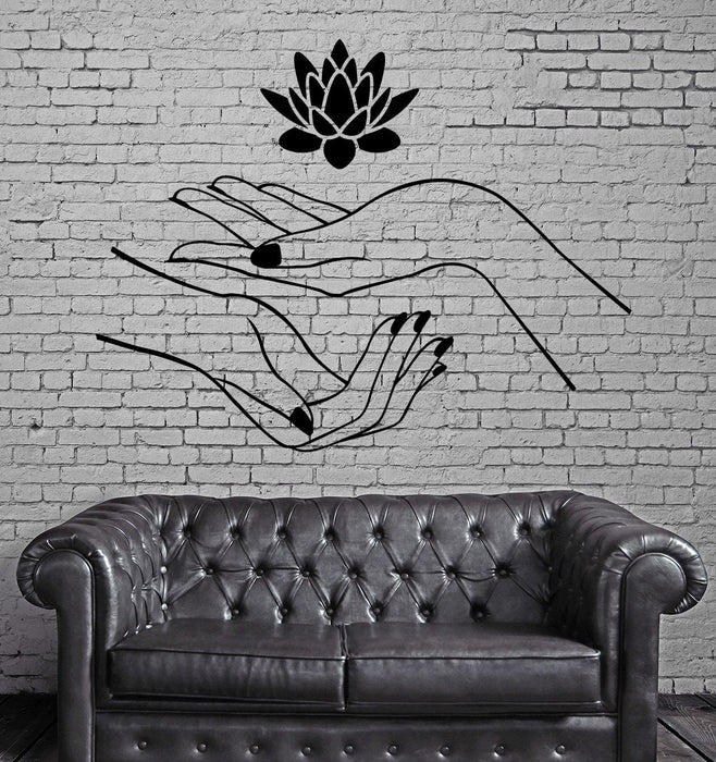 Lotus Wall Stickers Hands Spa Relaxation Yoga Zen Vinyl Decal Unique Gift (ig2414)
