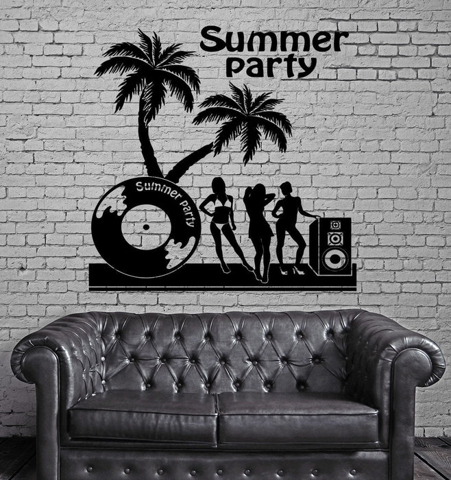 Summer Party Wall Stickers Night Club Palms Vinyl Decal Unique Gift (ig2438)