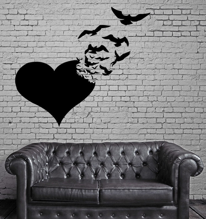 Love Wall Stickers Heart Birds Abstract Romance Vinyl Decal Unique Gift (ig2466)