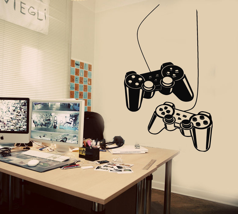 Vinyl Wall Decal Gaming Room Computer Gamer Joystick Stickers