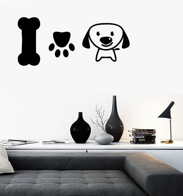 Vinyl Wall Decal Dog Puppy Love Pets Bone Nursery Stickers Unique Gift (ig255)