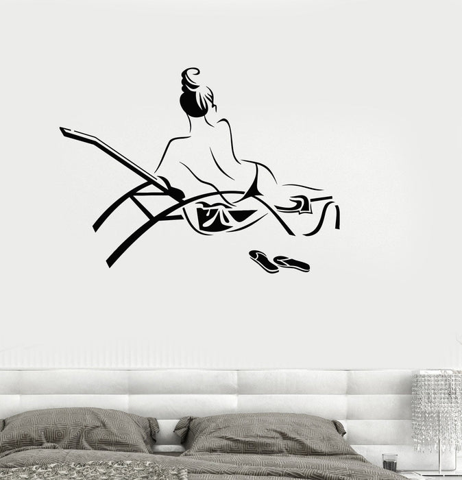 Vinyl Decal Naked Woman Girl Sketch Beach Relax Wall Stickers Unique Gift (ig2613)
