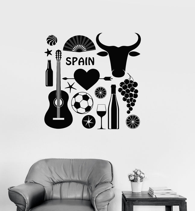 Vinyl Decal Spain Spanish Flamenco Bullfighting Alcohol Europe Room Decor Unique Gift (ig2621)