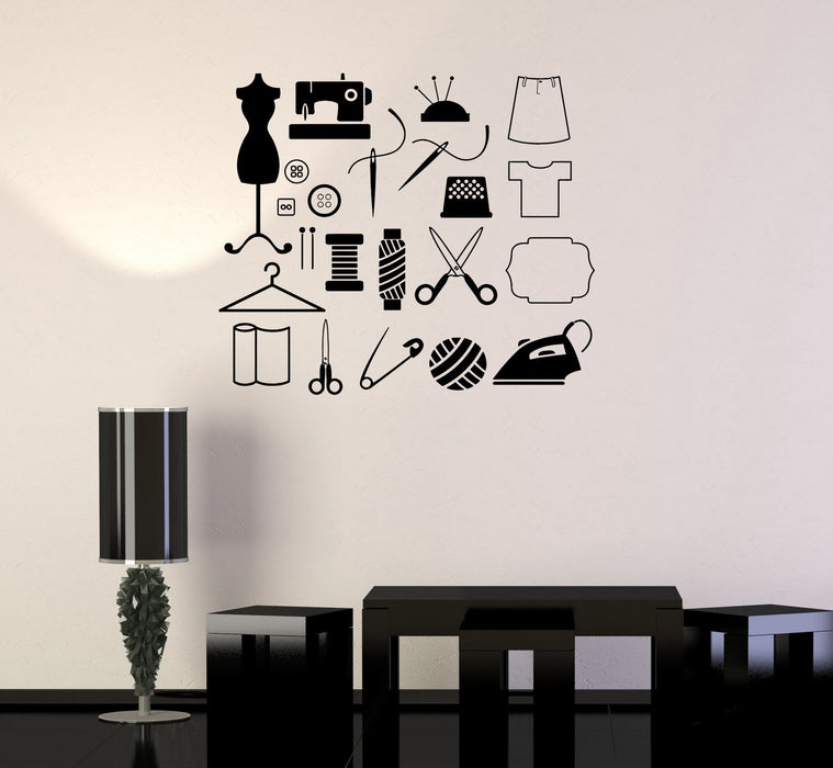 Vinyl Decal Tailor Atelier Fashion Design Sewing for Women Wall Stickers Unique Gift (ig2632)