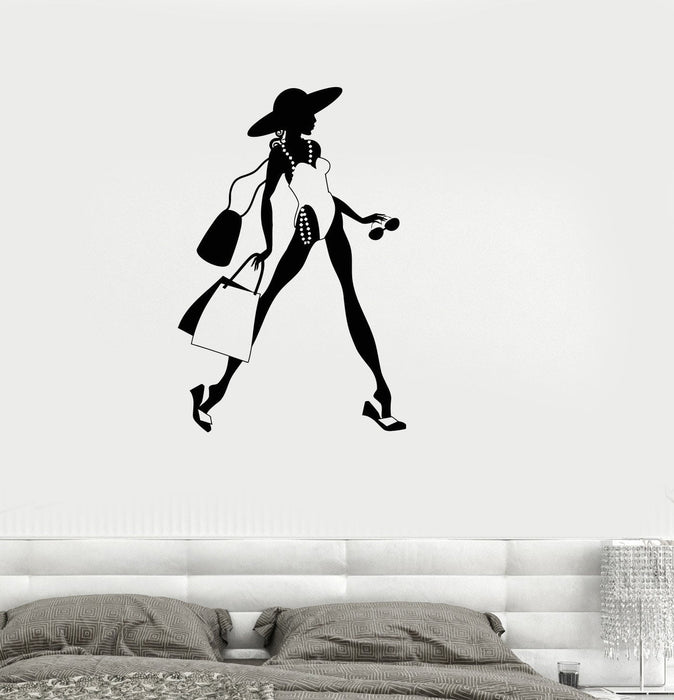 Vinyl Wall Decal Woman Fashion Designer Style Shopping Girl Stickers Unique Gift (ig2636)