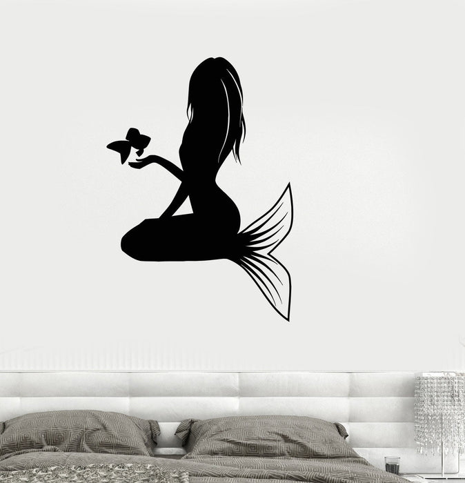 Vinyl Decal Mermaid Butterfly Girl Room Myth Beauty Salon Wall Stickers Bedroom (ig2638)